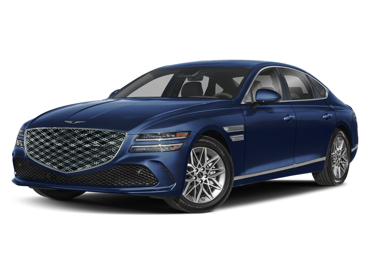2026 Genesis G80 2.5T in Capri Blue — front three-quarter view