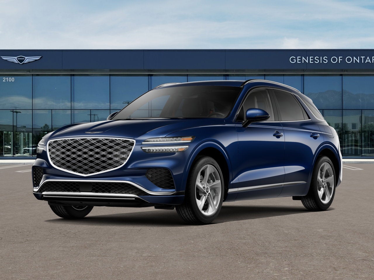 2026 Genesis GV70 2.5T SELECT in Capri Blue — front three-quarter view