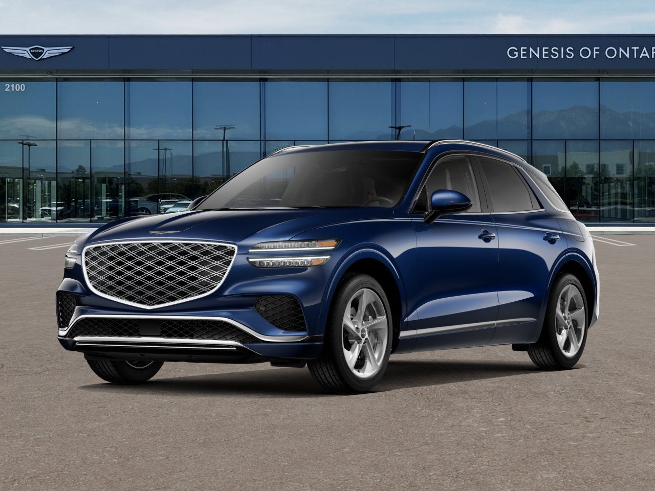 2026 Genesis GV70 2.5T SELECT in Capri Blue — front three-quarter view