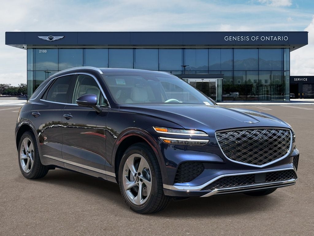 2026 Genesis GV70 2.5T ADVANCED in Capri Blue — front three-quarter view