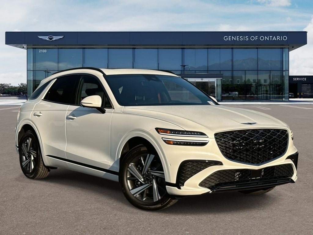2026 Genesis GV70 3.5T SPORT ADVANCED in Uyuni White — front three-quarter view