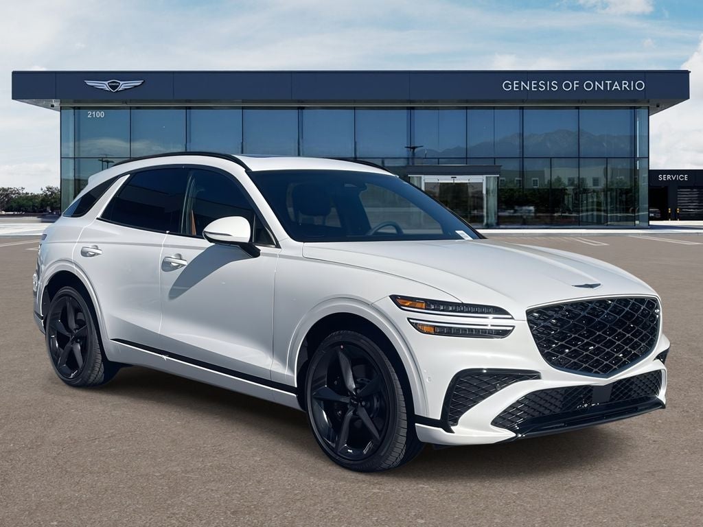 2026 Genesis GV70 3.5T SPORT PRESTIGE in Uyuni White — front three-quarter view