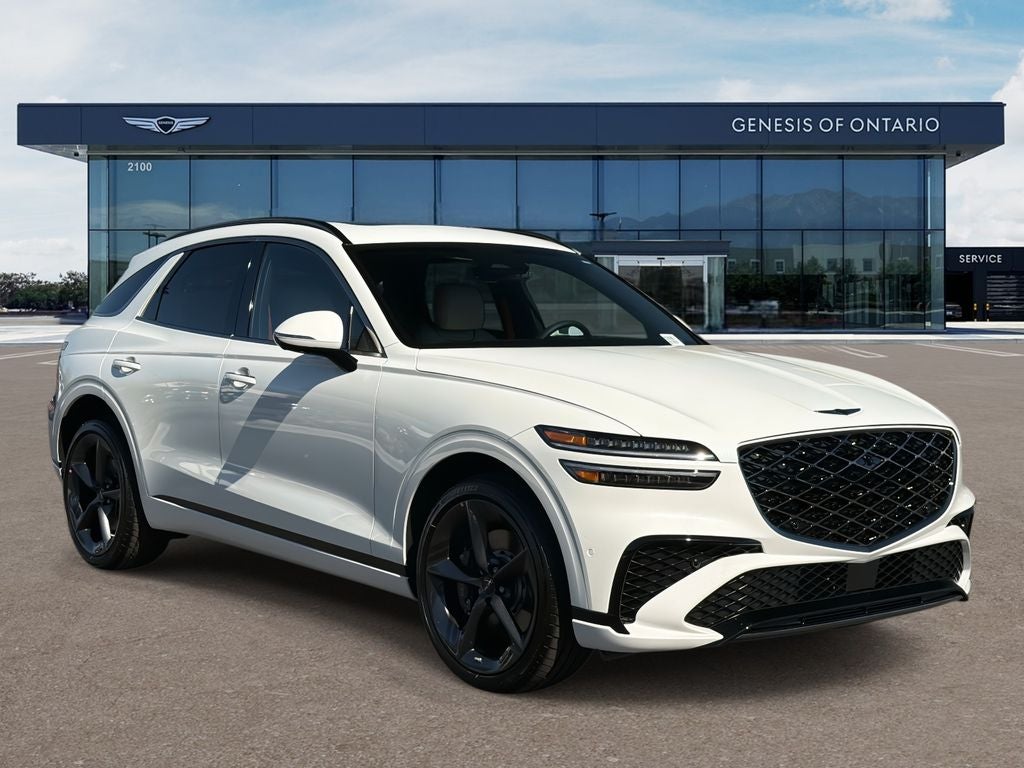 2026 Genesis GV70 3.5T SPORT PRESTIGE in Uyuni White — front three-quarter view