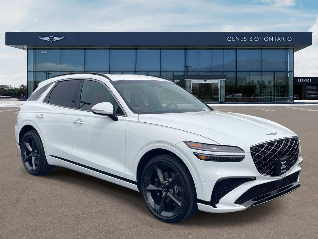 2026 Genesis GV70 3.5T SPORT PRESTIGE in Uyuni White — front three-quarter view