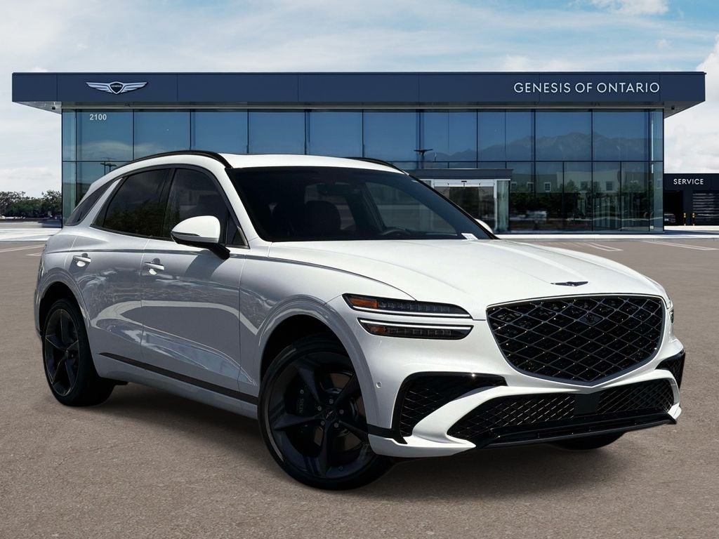 2026 Genesis GV70 3.5T SPORT PRESTIGE in Alta White — front three-quarter view