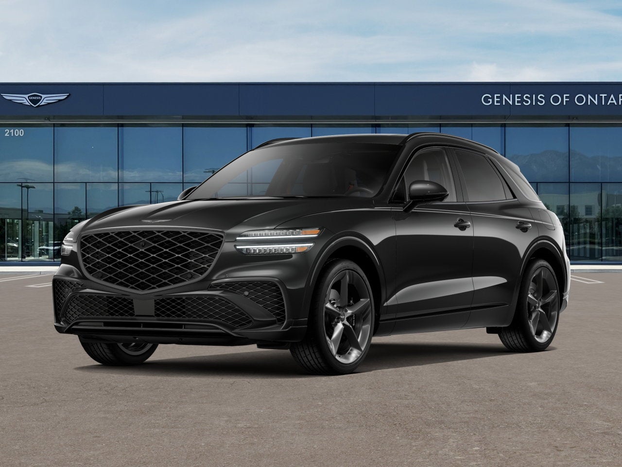 2026 Genesis GV70 2.5T SPORT PRESTIGE in Vik Black — front three-quarter view