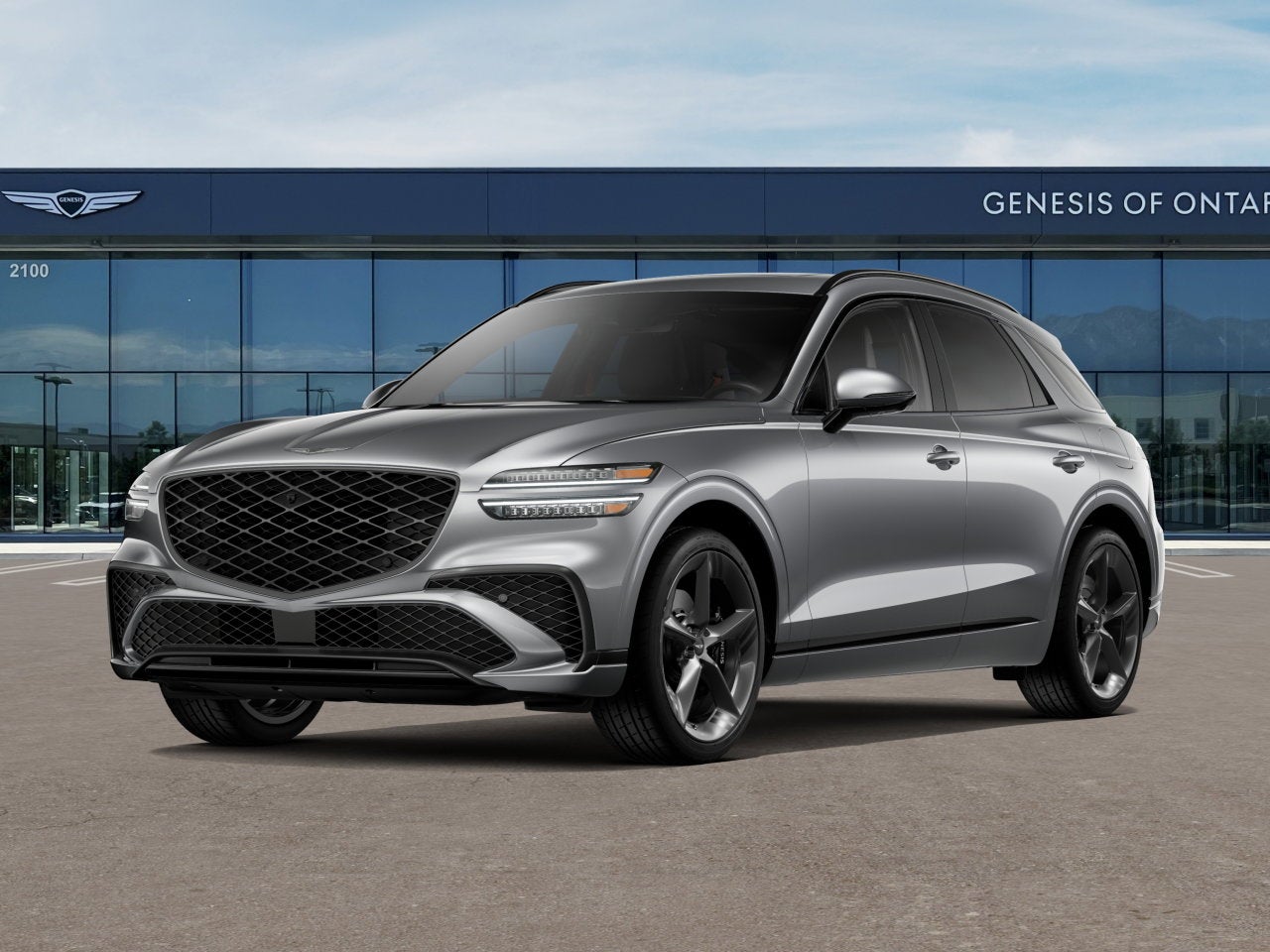 2026 Genesis GV70 2.5T SPORT PRESTIGE in Savile Silver — front three-quarter view