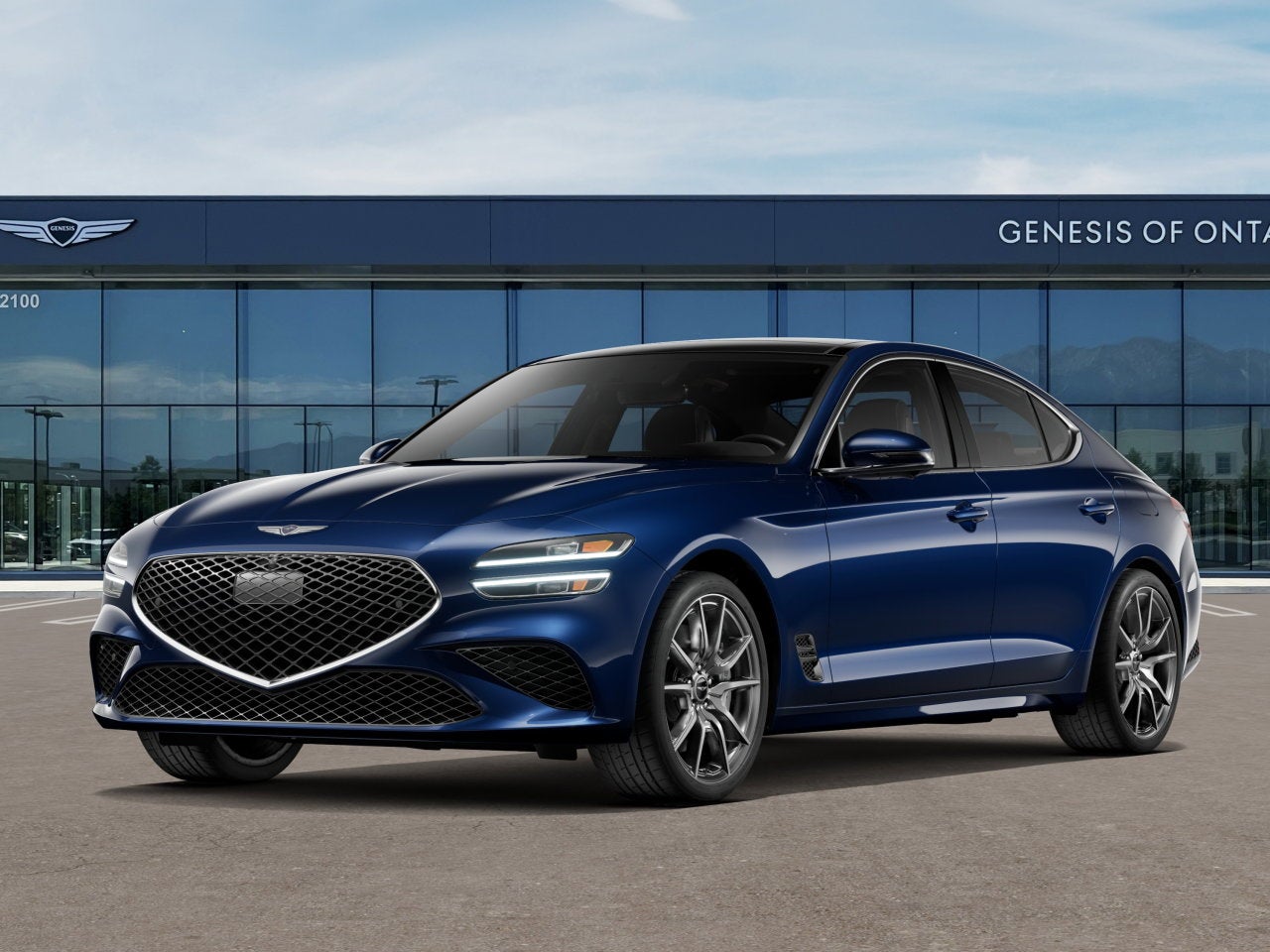 2026 Genesis G70 2.5T PRESTIGE in Capri Blue — front three-quarter view