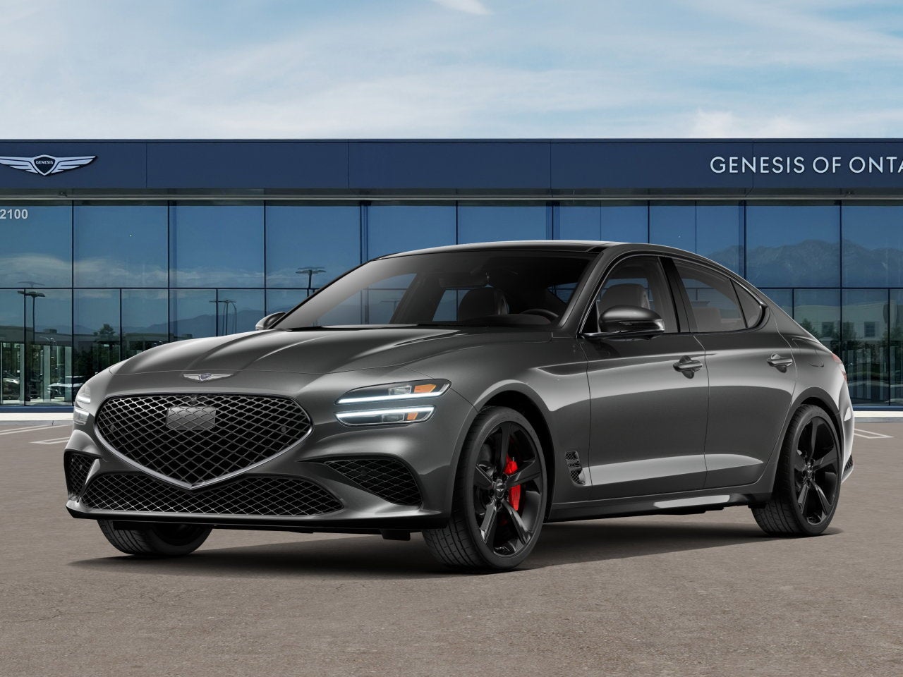 2026 Genesis G70 3.3T SPORT PRESTIGE in Makalu Gray — front three-quarter view