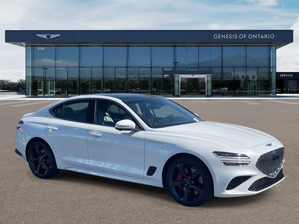 2026 Genesis G70 3.3T SPORT PRESTIGE in Uyuni White — front three-quarter view