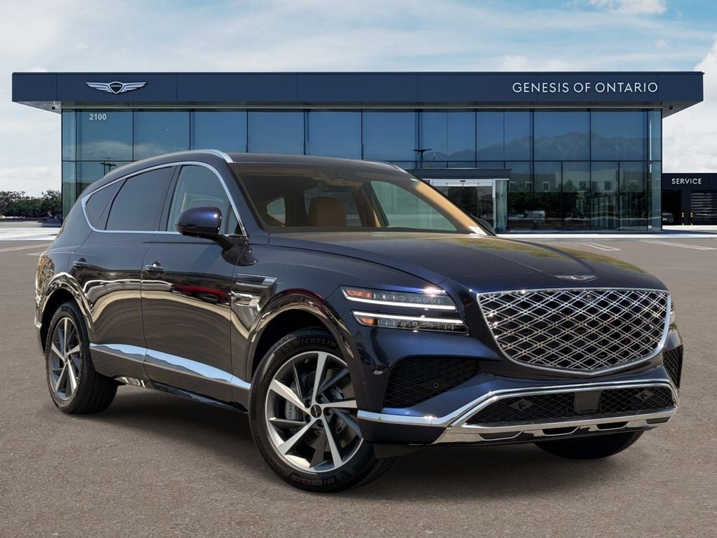 2026 Genesis GV80 2.5T ADVANCED in Capri Blue — front three-quarter view