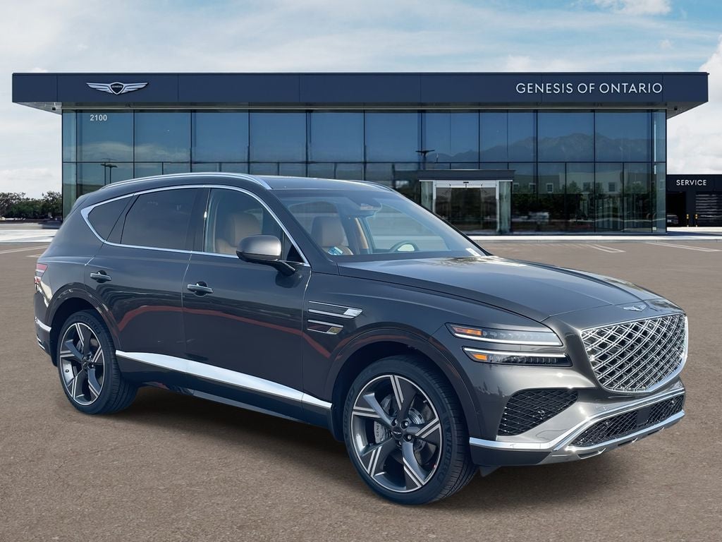 2026 Genesis GV80 3.5T PRESTIGE in Makalu Gray — front three-quarter view