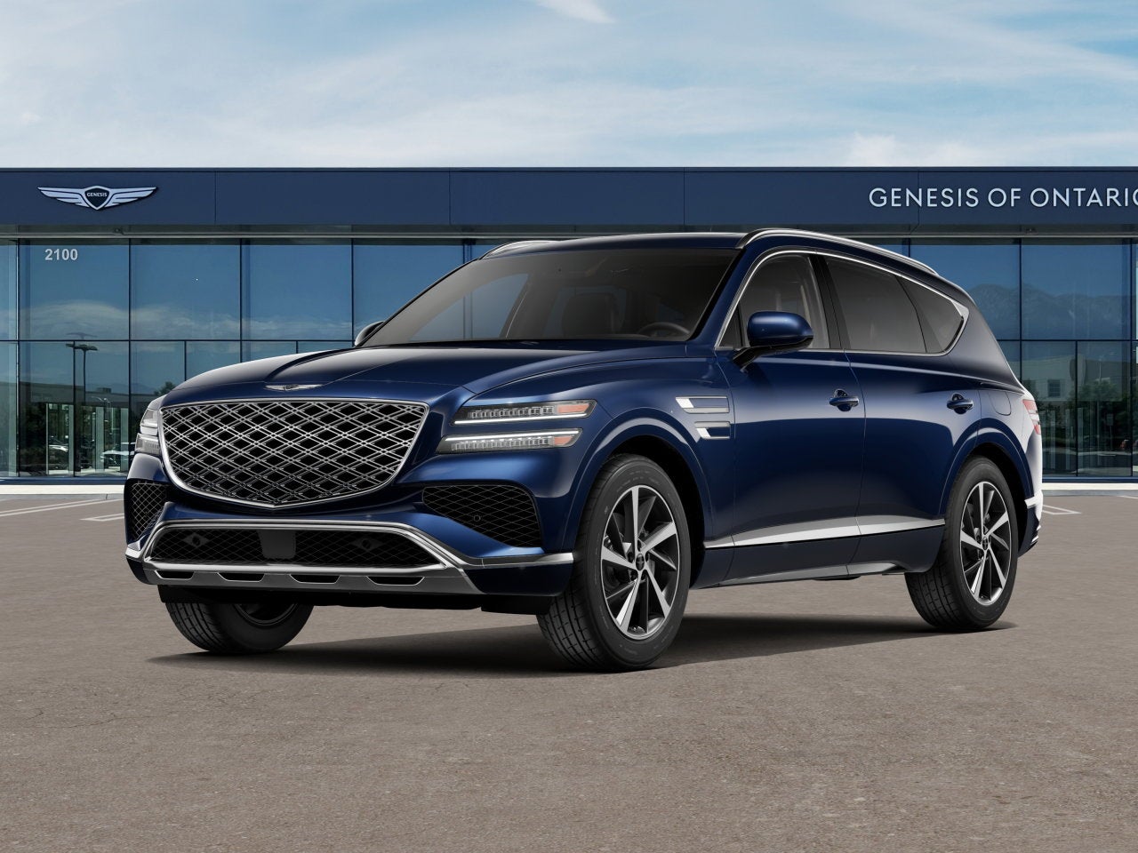 2026 Genesis GV80 2.5T SELECT in Capri Blue — front three-quarter view