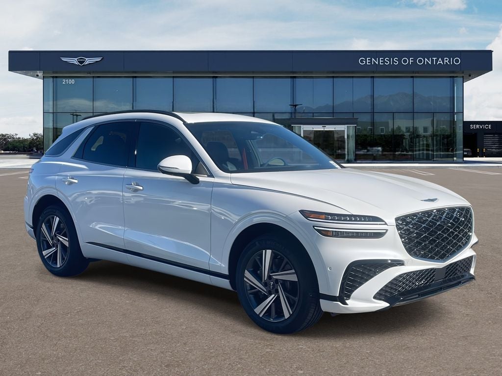 2026 Genesis GV70 3.5T SPORT ADVANCED in Uyuni White — front three-quarter view