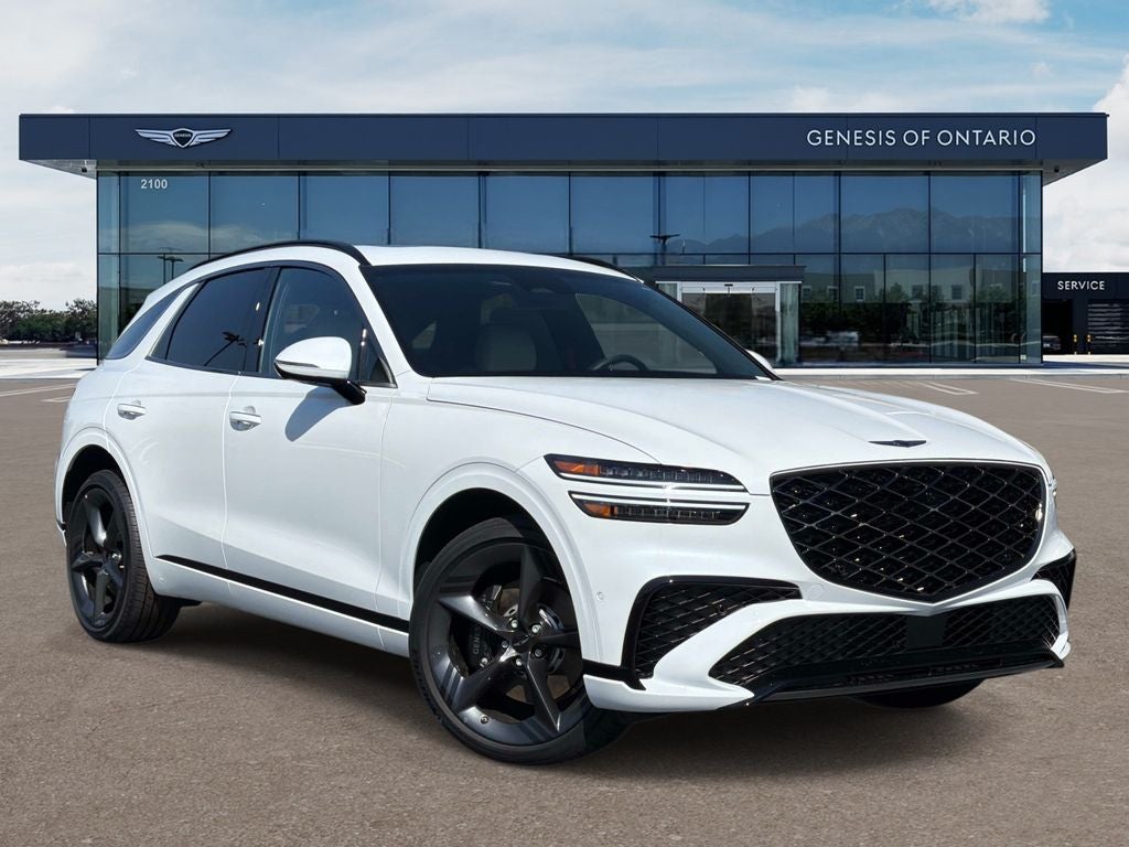 2026 Genesis GV70 3.5T SPORT PRESTIGE in Uyuni White — front three-quarter view