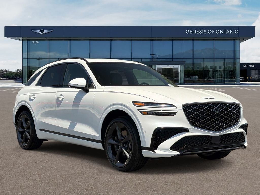 2026 Genesis GV70 2.5T SPORT PRESTIGE in Uyuni White — front three-quarter view