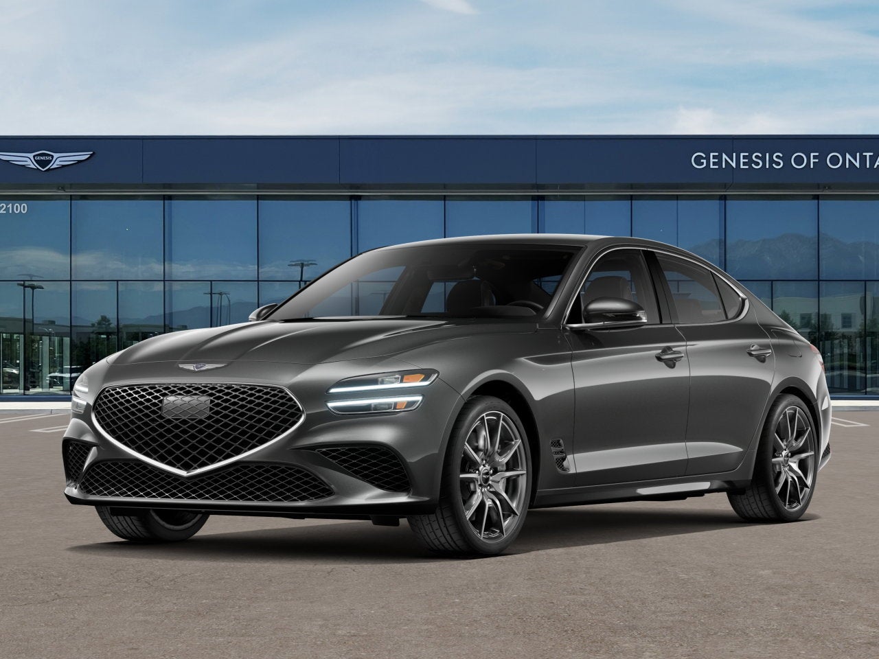 2026 Genesis G70 2.5T in Makalu Gray — front three-quarter view