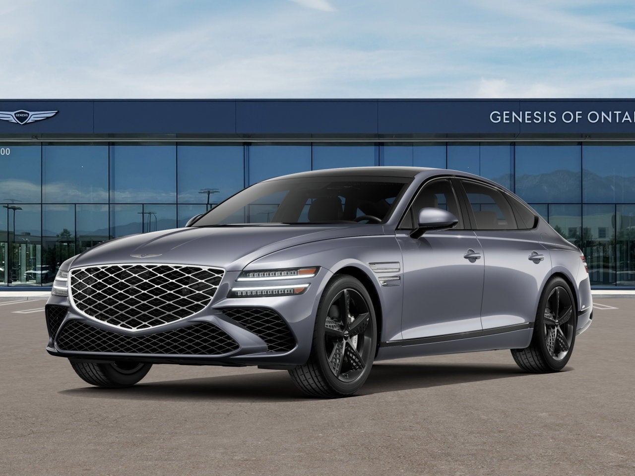 2027 Genesis G80 2.5T Sport Prestige in Ceres Blue — front three-quarter view